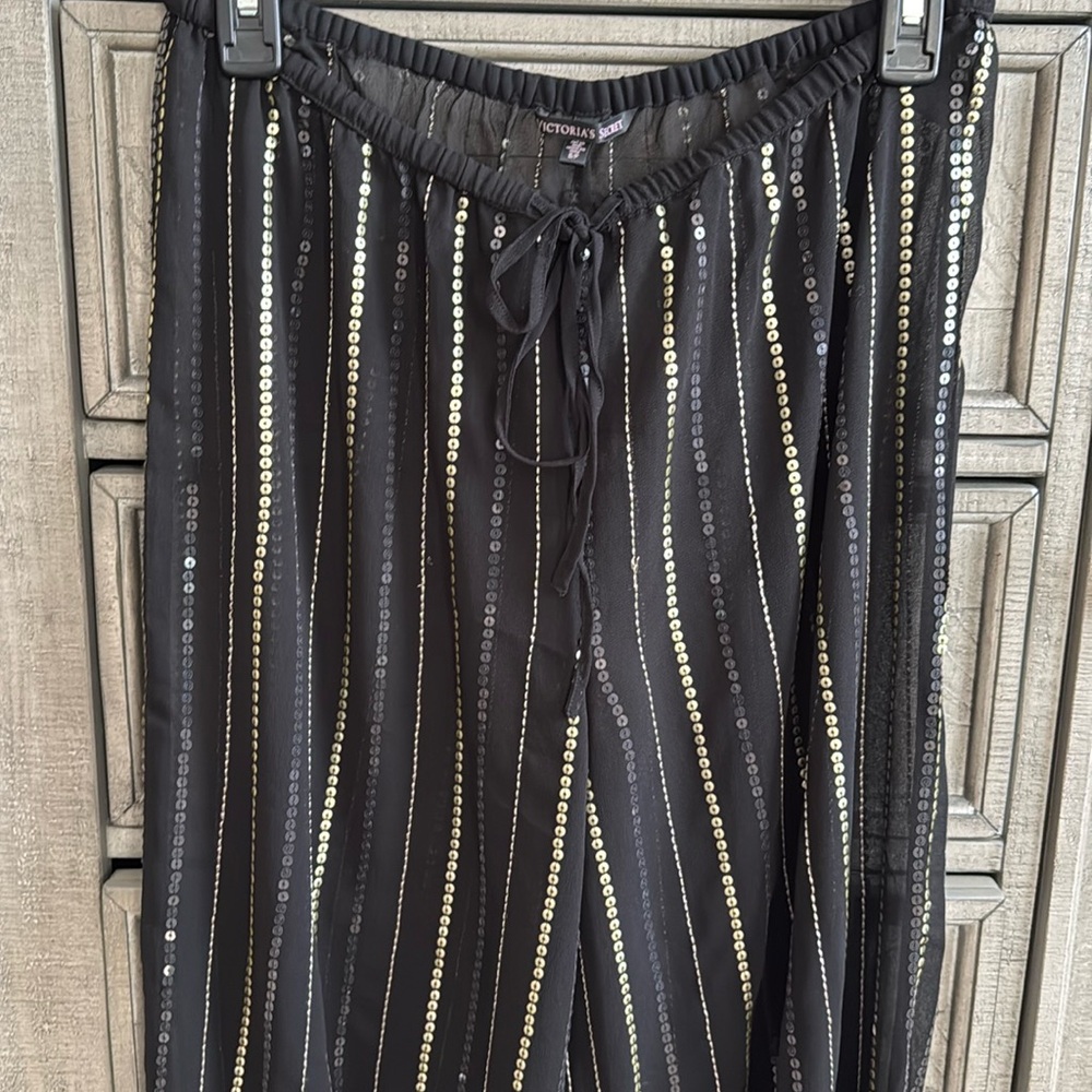 Sheer sequin embellished trousers